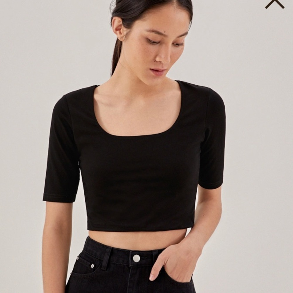 Love bonito black cotton scoop top